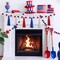 4 Pack 26.3 Feet Patriotic Stars Banner Tassel Pom Pom Red Blue White Star Garland for 4th of July Independence Day Patriotic Veterans Party Memorial Day Birthday Hanging Decorations